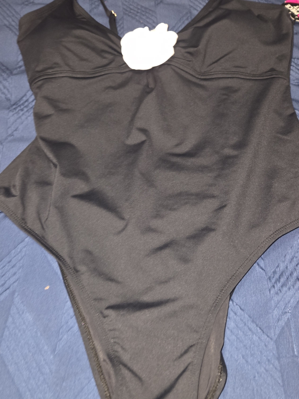 Betsey Johnson Black One-Piece Swimsuit with Sheer Skirt - Picture 2 of 5